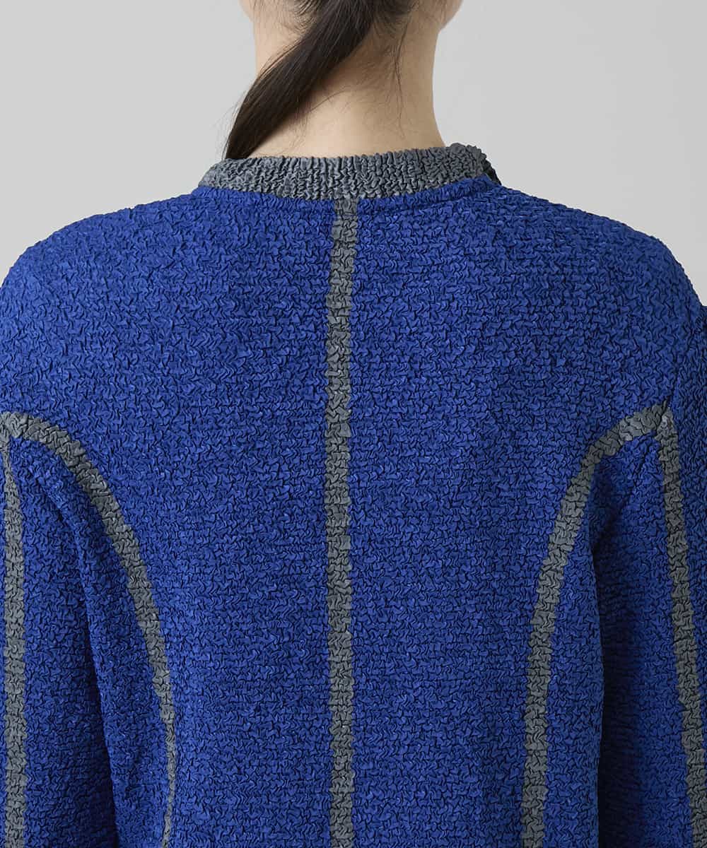 RHJFF06590 HIROKO KOSHINO(ヒロココシノ) プリーツバイカラージャケット /洗える ブルー