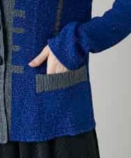 RHJFF06590 HIROKO KOSHINO(ヒロココシノ) プリーツバイカラージャケット /洗える ブルー