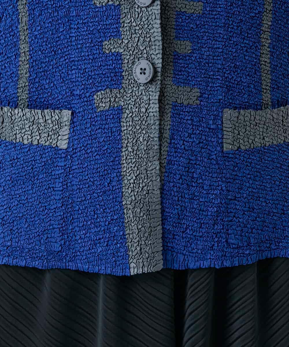 RHJFF06590 HIROKO KOSHINO(ヒロココシノ) プリーツバイカラージャケット /洗える ブルー