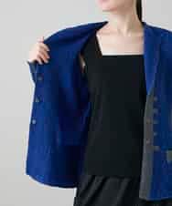 RHJFF06590 HIROKO KOSHINO(ヒロココシノ) プリーツバイカラージャケット /洗える ブルー