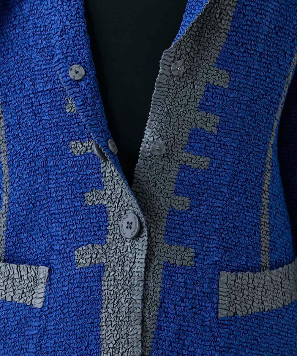 RHJFF06590 HIROKO KOSHINO(ヒロココシノ) プリーツバイカラージャケット /洗える ブルー