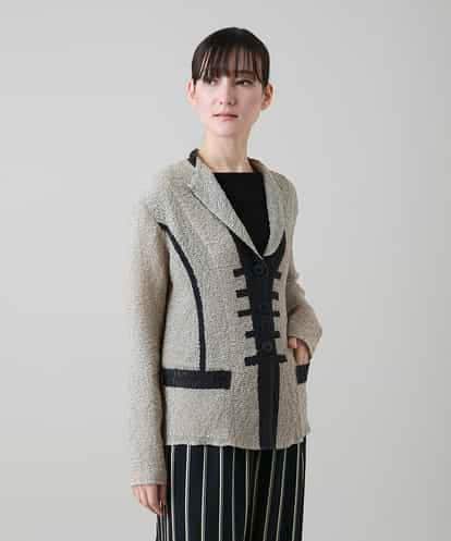 RHJFF06590 HIROKO KOSHINO プリーツバイカラージャケット /洗える