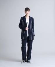 RHJFS46990 HIROKO KOSHINO(ヒロココシノ) 【日本製】パイピングデザインジャケット ネイビー