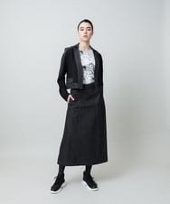 RHJGD01630 HIROKO KOSHINO(ヒロココシノ) 異素材ドッキングシアーデニムジャケット /洗える ブラック