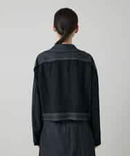 RHJGD01630 HIROKO KOSHINO(ヒロココシノ) 異素材ドッキングシアーデニムジャケット /洗える ブラック