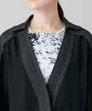 RHJGD01630 HIROKO KOSHINO(ヒロココシノ) 異素材ドッキングシアーデニムジャケット /洗える ブラック