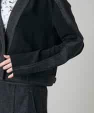 RHJGD01630 HIROKO KOSHINO(ヒロココシノ) 異素材ドッキングシアーデニムジャケット /洗える ブラック