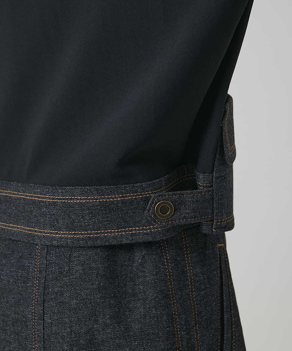 RHJGD01630 HIROKO KOSHINO(ヒロココシノ) 異素材ドッキングシアーデニムジャケット /洗える ブラック