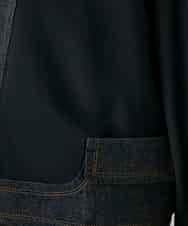 RHJGD01630 HIROKO KOSHINO(ヒロココシノ) 異素材ドッキングシアーデニムジャケット /洗える ブラック