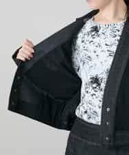 RHJGD01630 HIROKO KOSHINO(ヒロココシノ) 異素材ドッキングシアーデニムジャケット /洗える ブラック