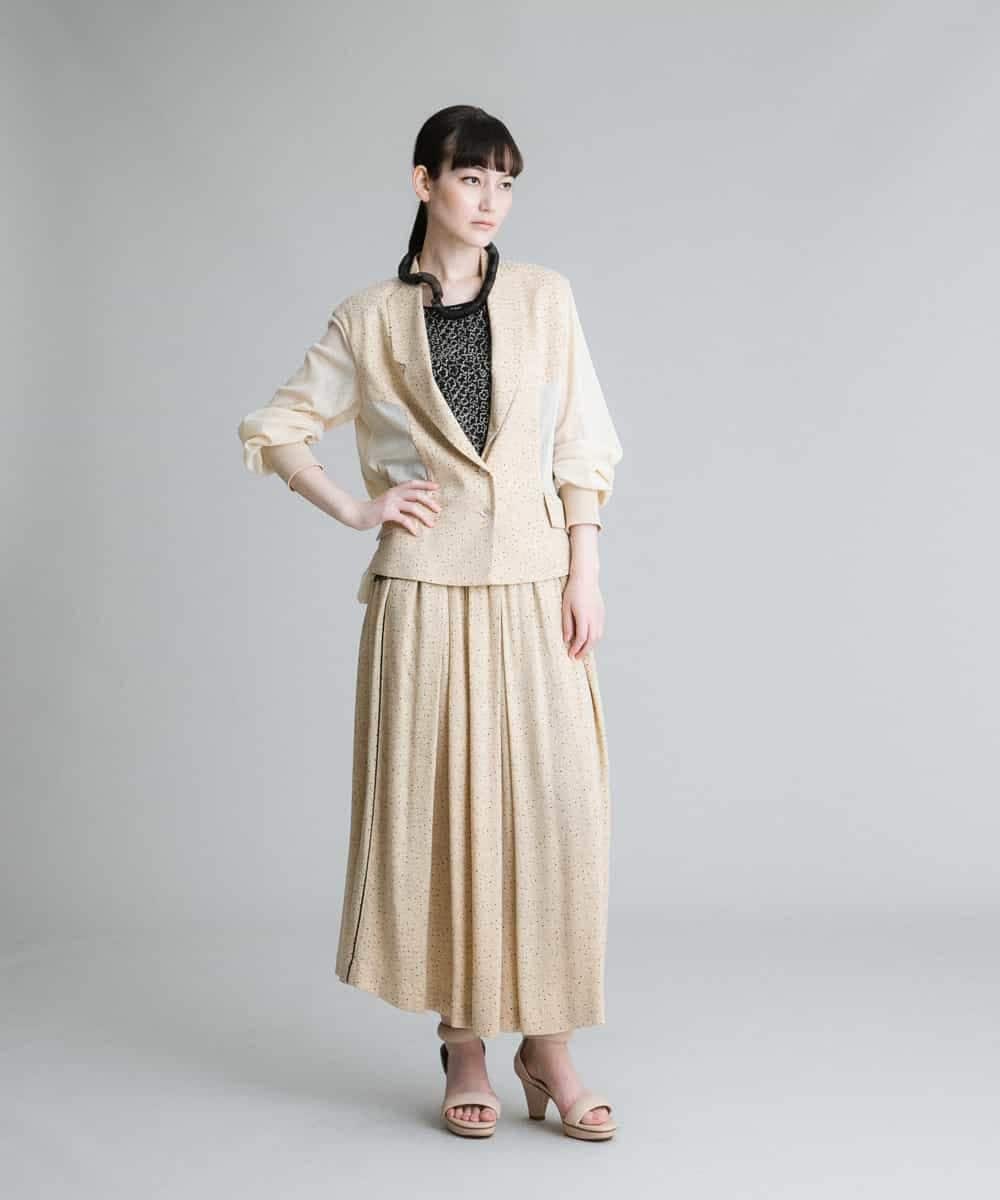 RHJGQ21690 HIROKO KOSHINO(ヒロココシノ) ドットプリントジャケット ベージュ