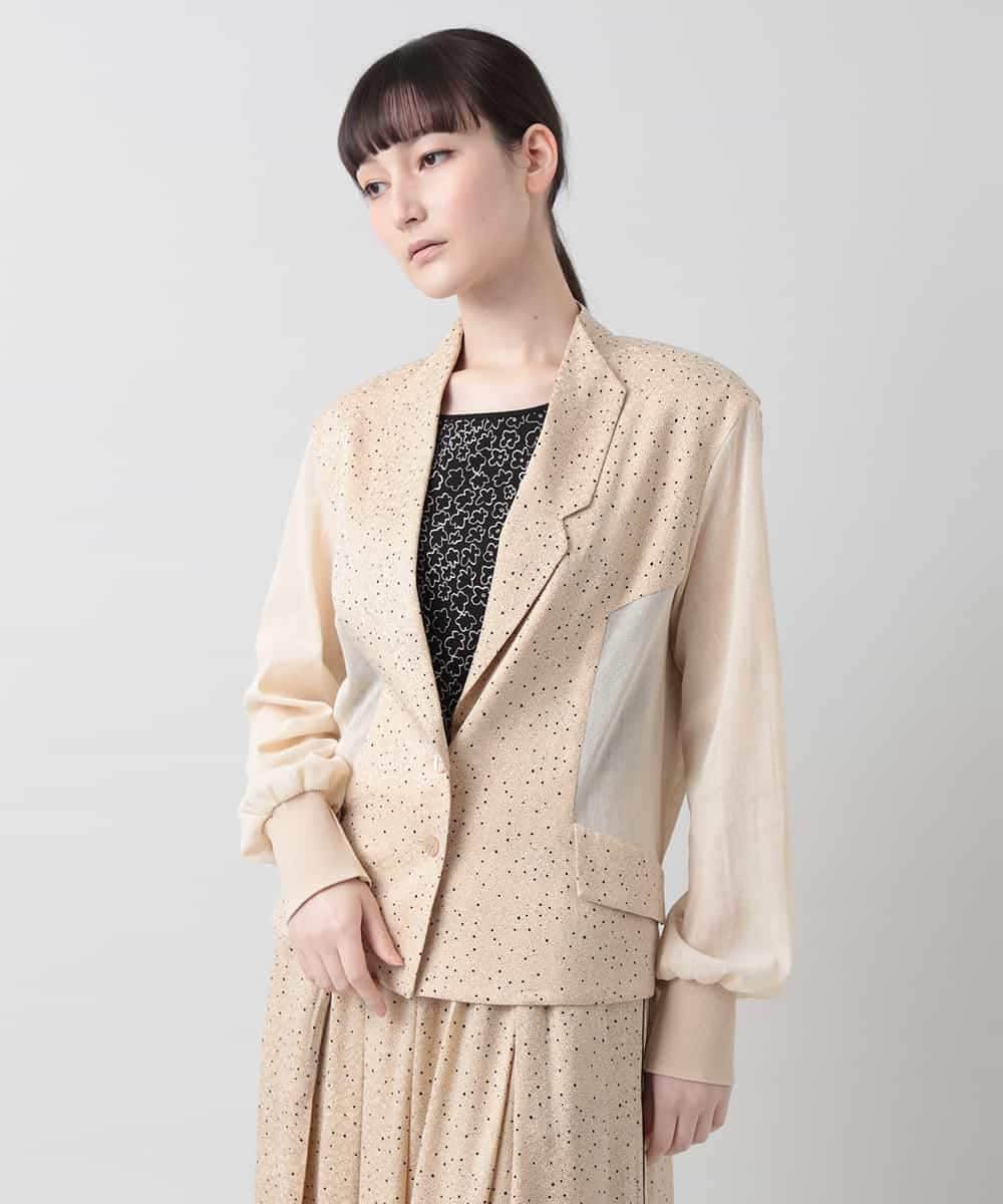 RHJGQ21690 HIROKO KOSHINO(ヒロココシノ) ドットプリントジャケット ベージュ
