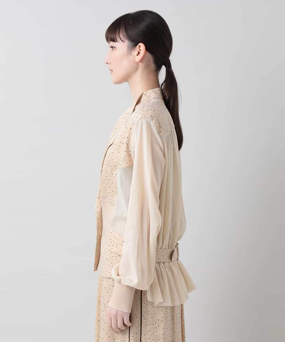 RHJGQ21690 HIROKO KOSHINO(ヒロココシノ) ドットプリントジャケット ベージュ