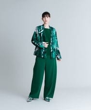 RHJGS03890 HIROKO KOSHINO(ヒロココシノ) 【日本製】リーフデザインブラウスジャケット グリーン