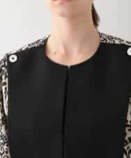 RHJHB01790 HIROKO KOSHINO(ヒロココシノ) コットンリネンダマスク柄ショートジャケット/日本製 ベージュ