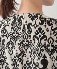 RHJHB01790 HIROKO KOSHINO(ヒロココシノ) コットンリネンダマスク柄ショートジャケット/日本製 ベージュ