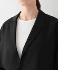 RHJHB09690 HIROKO KOSHINO(ヒロココシノ) リネンライクウエストギャザージャケット/日本製 ブラック