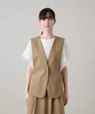 RHJHE03540 HIROKO KOSHINO(ヒロココシノ) ノーブルラインデザインベスト /日本製/洗える ベージュ
