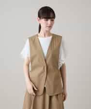 RHJHE03540 HIROKO KOSHINO(ヒロココシノ) ノーブルラインデザインベスト /日本製/洗える ベージュ