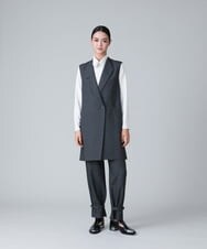 RHJJT15630 HIROKO KOSHINO(ヒロココシノ) 【日本製】メランジツイルロングジレ ダークグレー