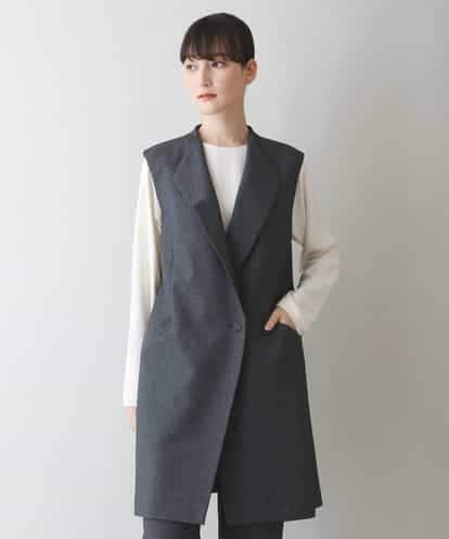 RHJJT15630 HIROKO KOSHINO 【日本製】メランジツイルロングジレ