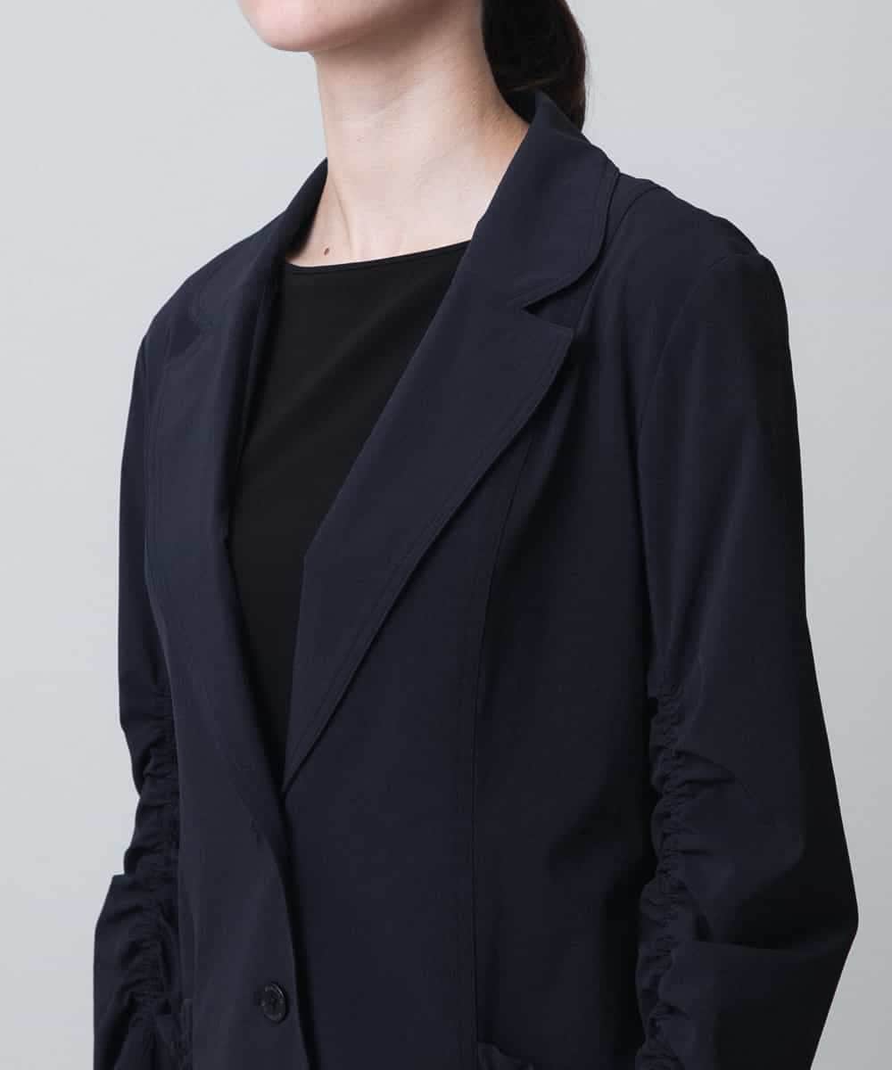 RHJLB51690 HIROKO KOSHINO(ヒロココシノ) ギャザーポイントストレッチジャケット ブラック