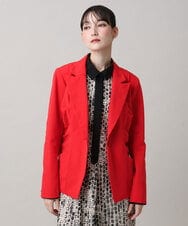 RHJLF32630 HIROKO KOSHINO(ヒロココシノ) 4WAYストレッチタックデザインジャケット /日本製 レッド