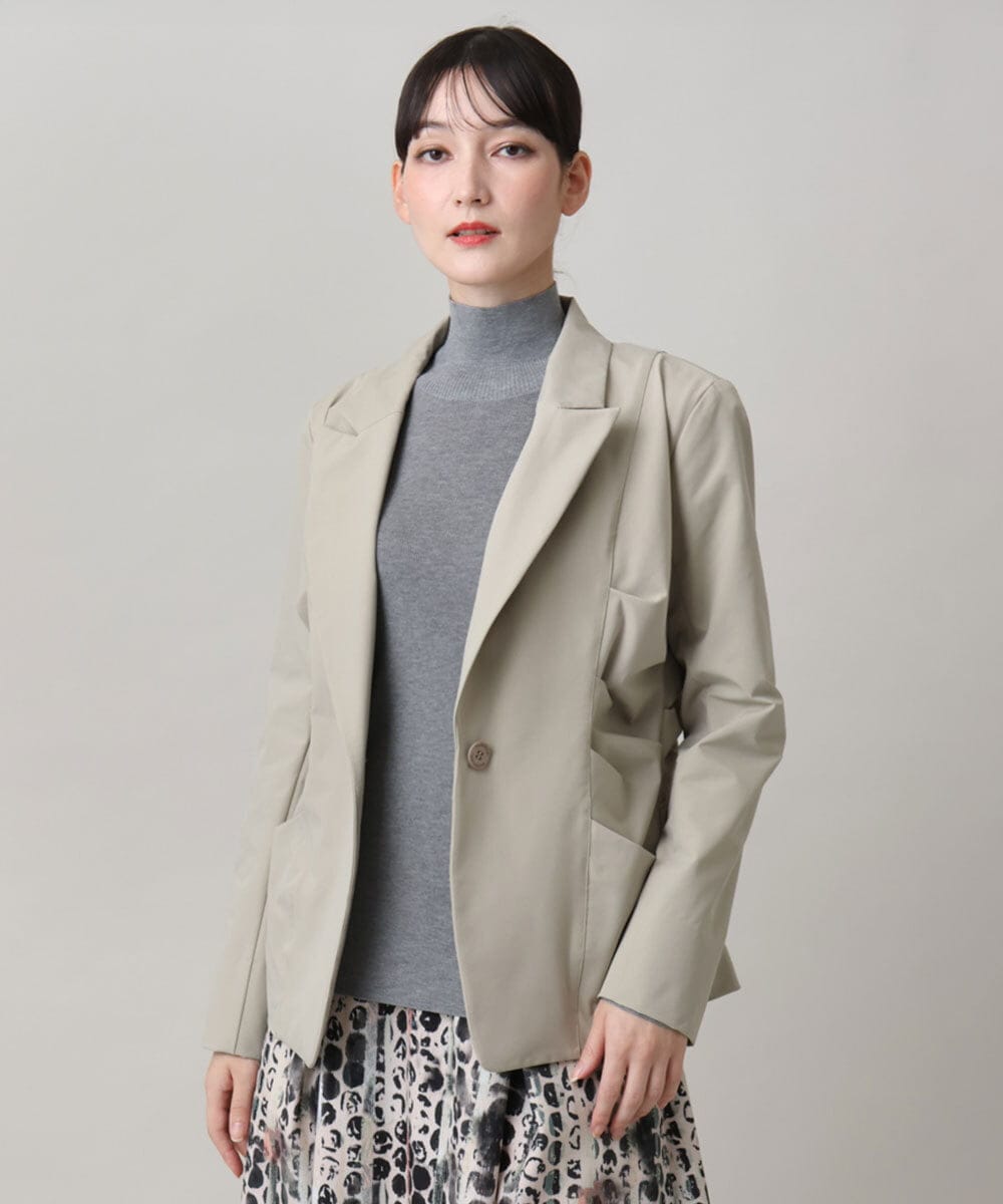 RHJLF32630 HIROKO KOSHINO(ヒロココシノ) 4WAYストレッチタックデザインジャケット /日本製 ベージュ