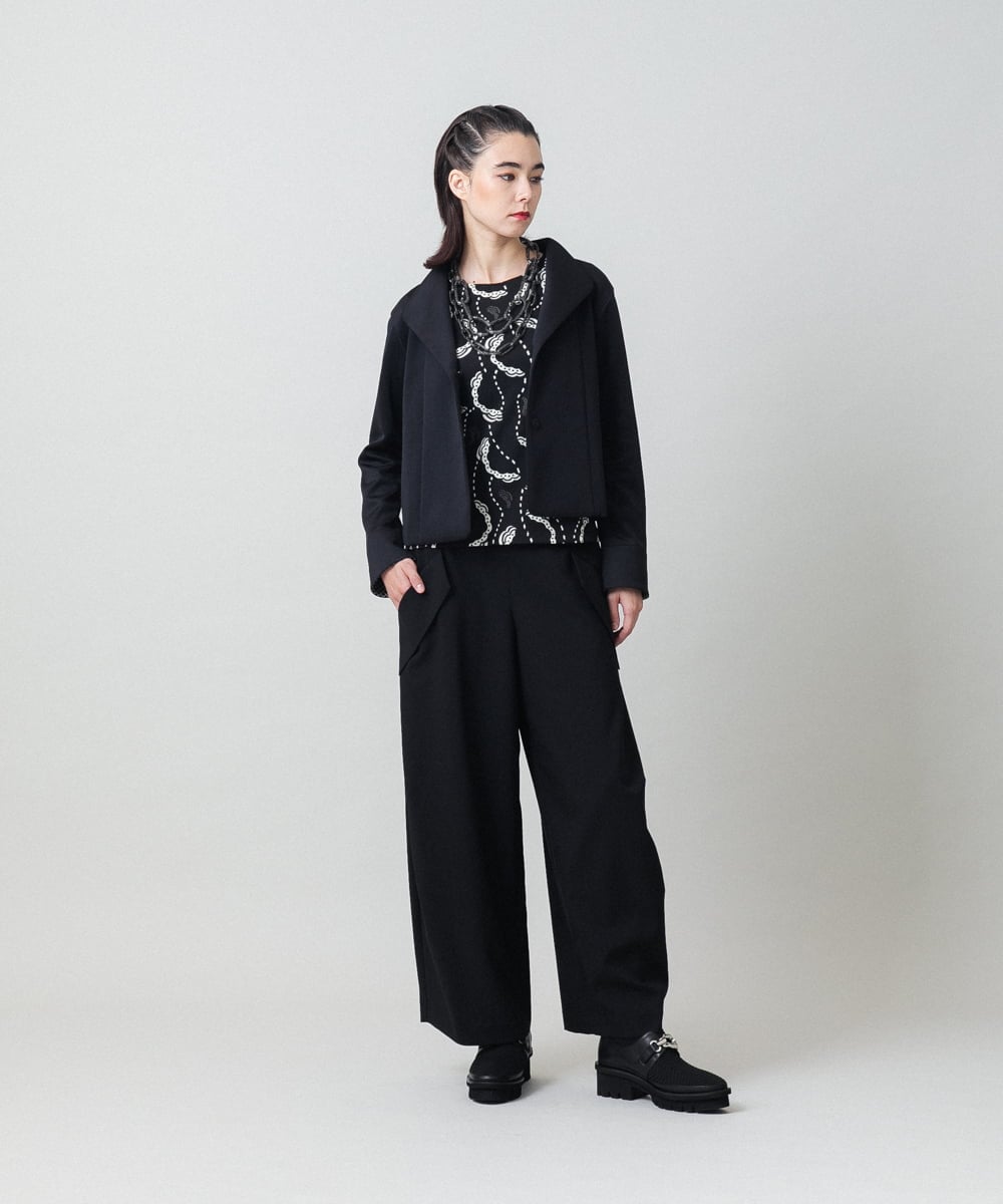 RHJLF33720 HIROKO KOSHINO(ヒロココシノ) 格子柄アクセントダンボールジャケット /洗える ブラック