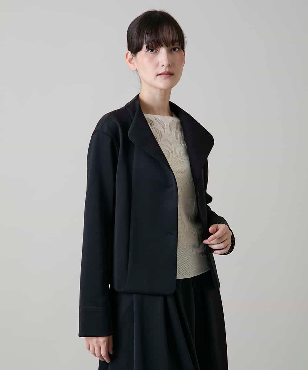 RHJLF33720 HIROKO KOSHINO(ヒロココシノ) 格子柄アクセントダンボールジャケット /洗える ブラック