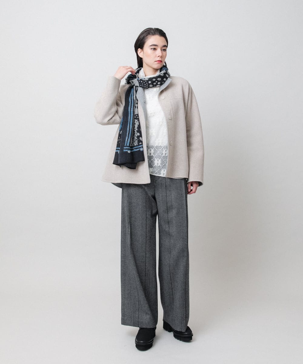 RHJVH02160 HIROKO KOSHINO(ヒロココシノ) ウールカシミヤダブルフェイスショートコート ベージュ
