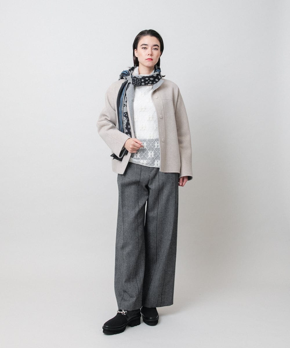 RHJVH02160 HIROKO KOSHINO(ヒロココシノ) ウールカシミヤダブルフェイスショートコート ベージュ