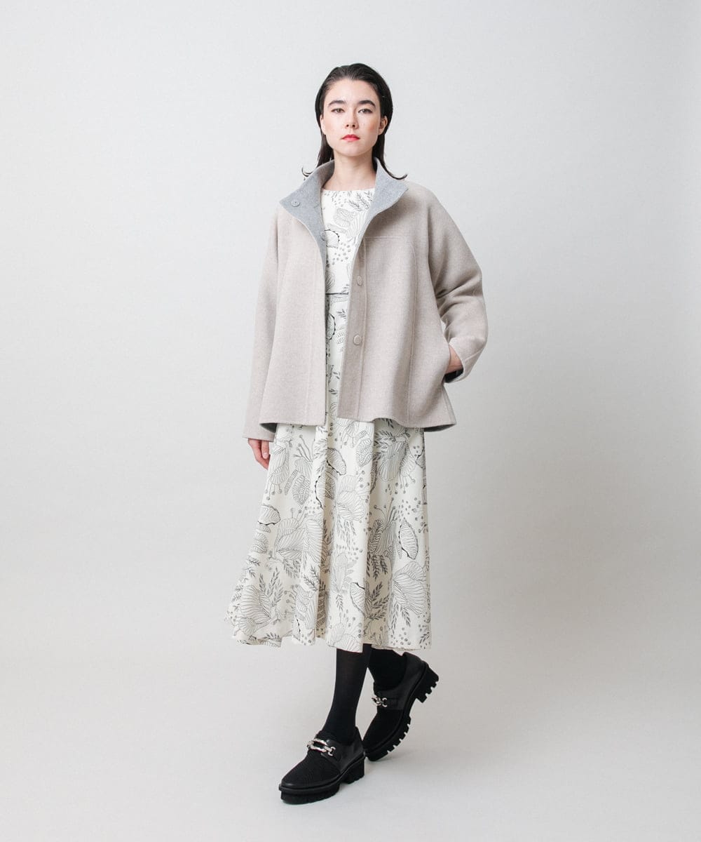 RHJVH02160 HIROKO KOSHINO(ヒロココシノ) ウールカシミヤダブルフェイスショートコート ベージュ