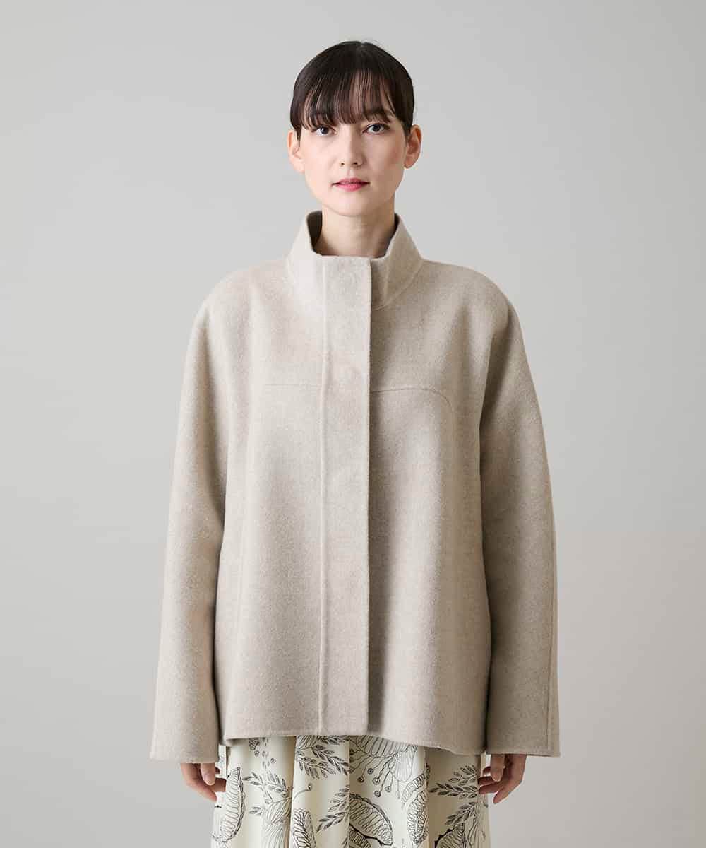 RHJVH02160 HIROKO KOSHINO(ヒロココシノ) ウールカシミヤダブルフェイスショートコート ベージュ