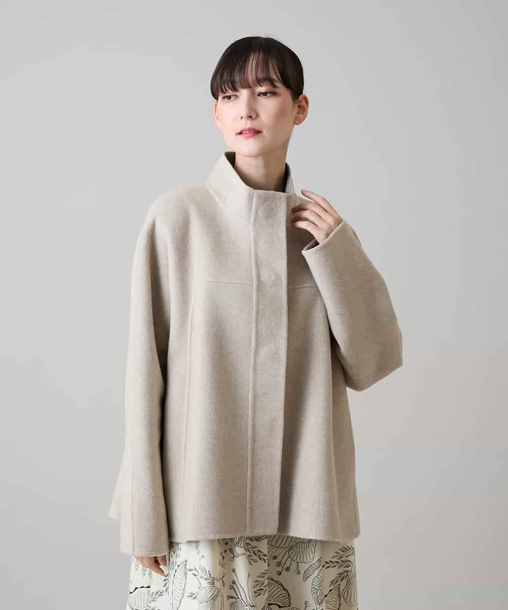 RHJVH02160 HIROKO KOSHINO(ヒロココシノ) ウールカシミヤダブルフェイスショートコート ベージュ