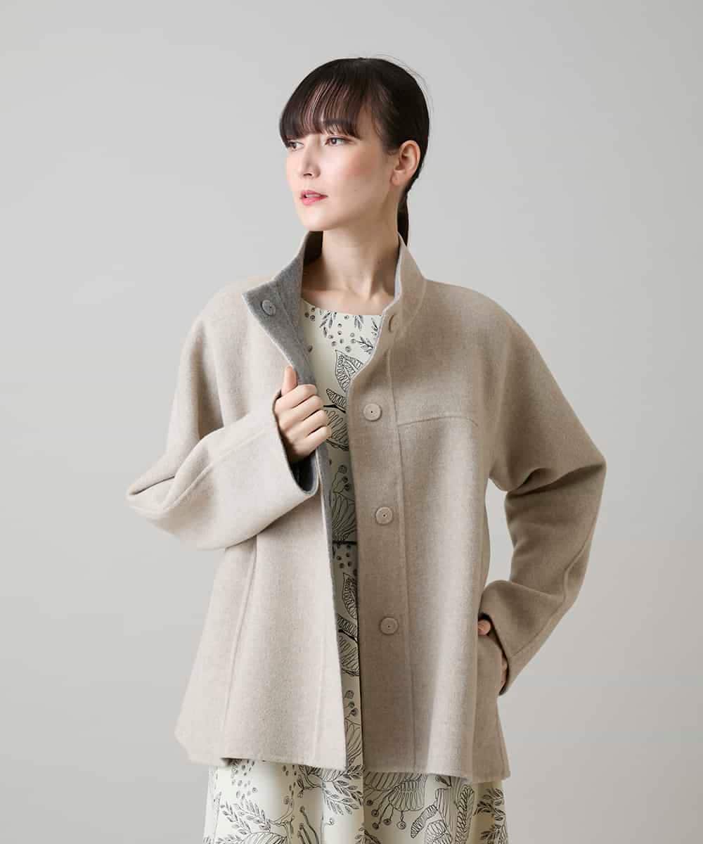 RHJVH02160 HIROKO KOSHINO(ヒロココシノ) ウールカシミヤダブルフェイスショートコート ベージュ