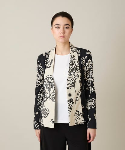 RHJXF78120 HIROKO KOSHINO ボタニカルモダンジャケット /日本製