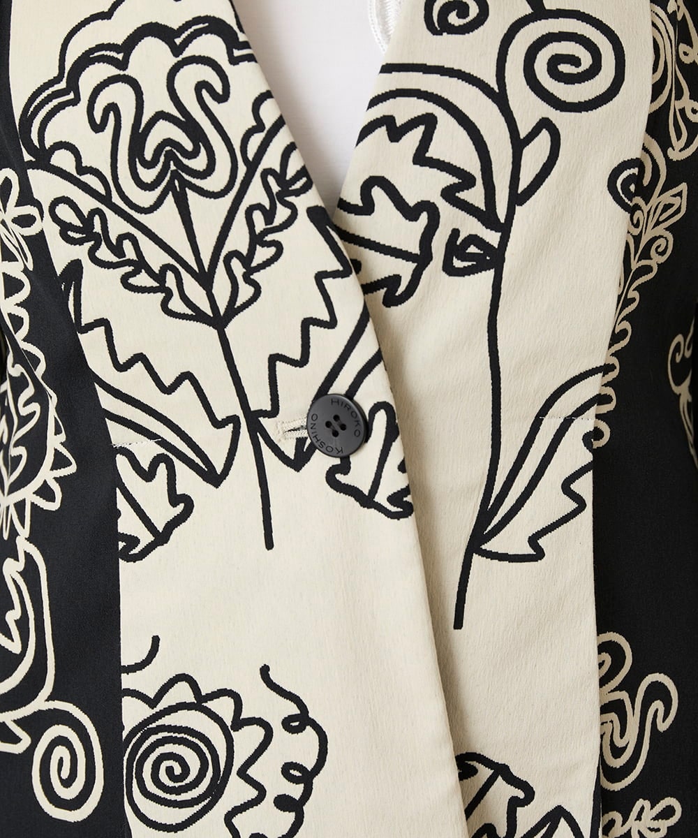 RHJXF78120 HIROKO KOSHINO(ヒロココシノ) ボタニカルモダンジャケット /日本製 アイボリー