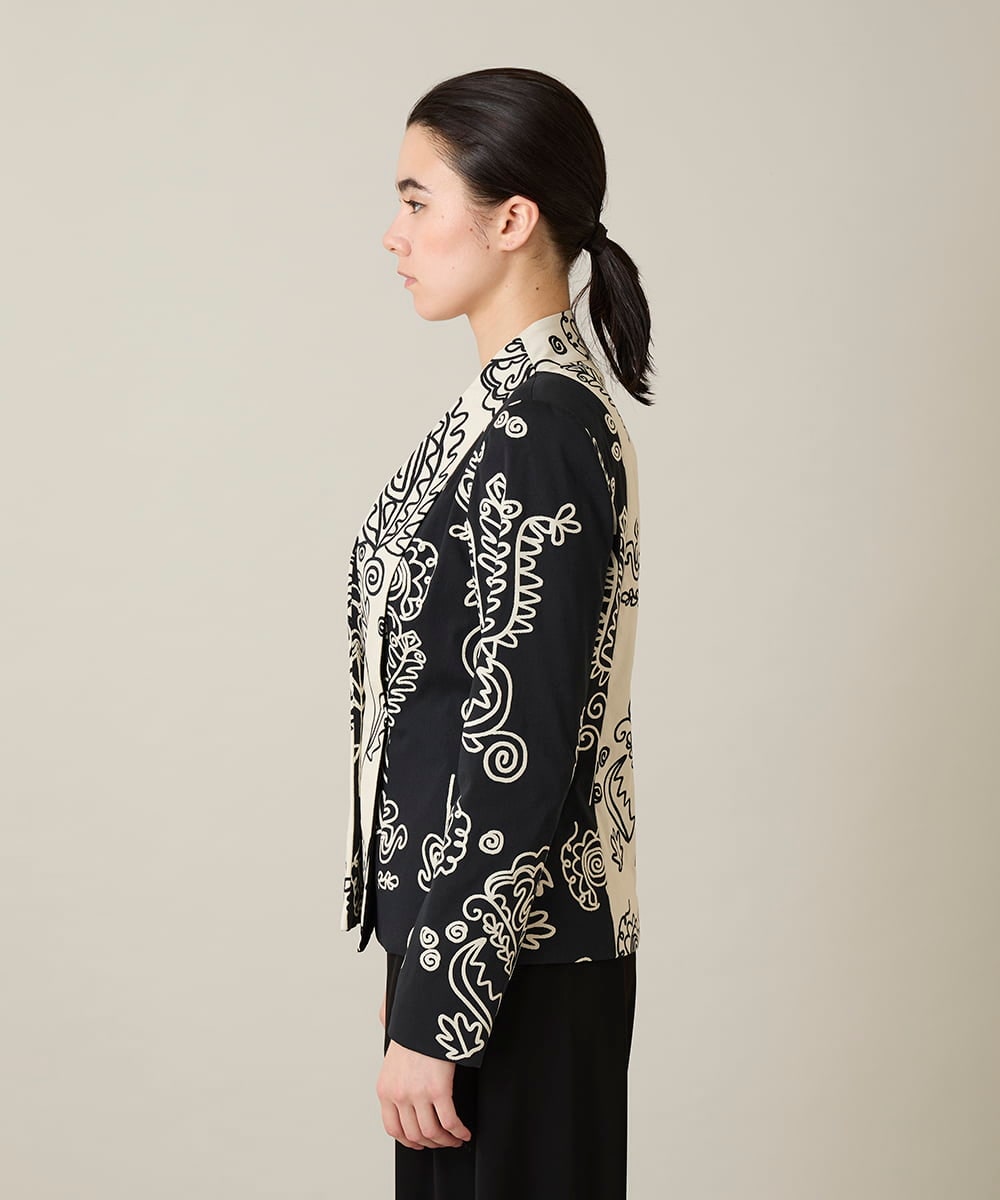 RHJXF78120 HIROKO KOSHINO(ヒロココシノ) ボタニカルモダンジャケット /日本製 アイボリー