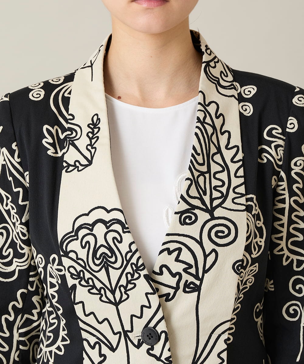 RHJXF78120 HIROKO KOSHINO(ヒロココシノ) ボタニカルモダンジャケット /日本製 アイボリー