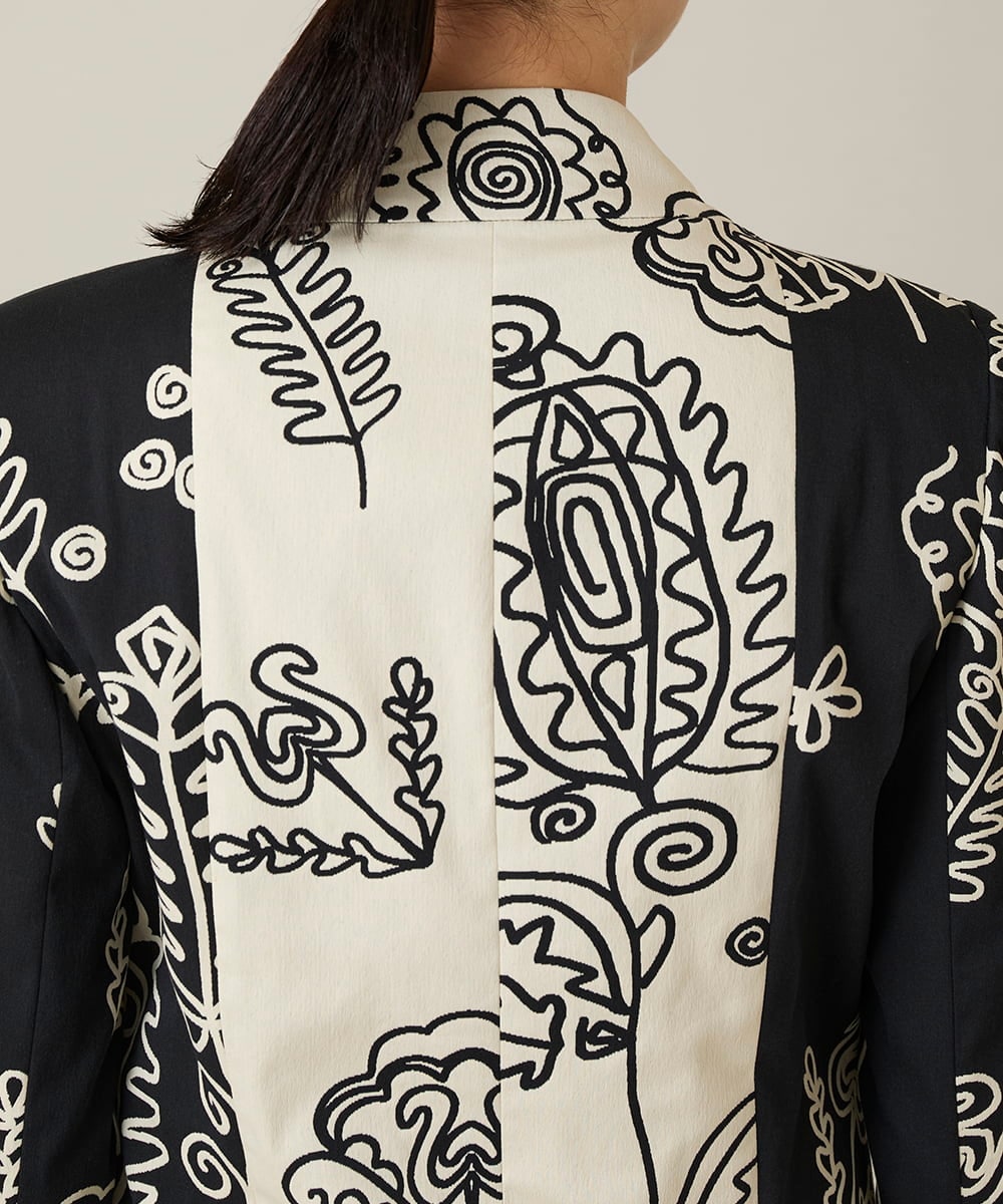 RHJXF78120 HIROKO KOSHINO(ヒロココシノ) ボタニカルモダンジャケット /日本製 アイボリー