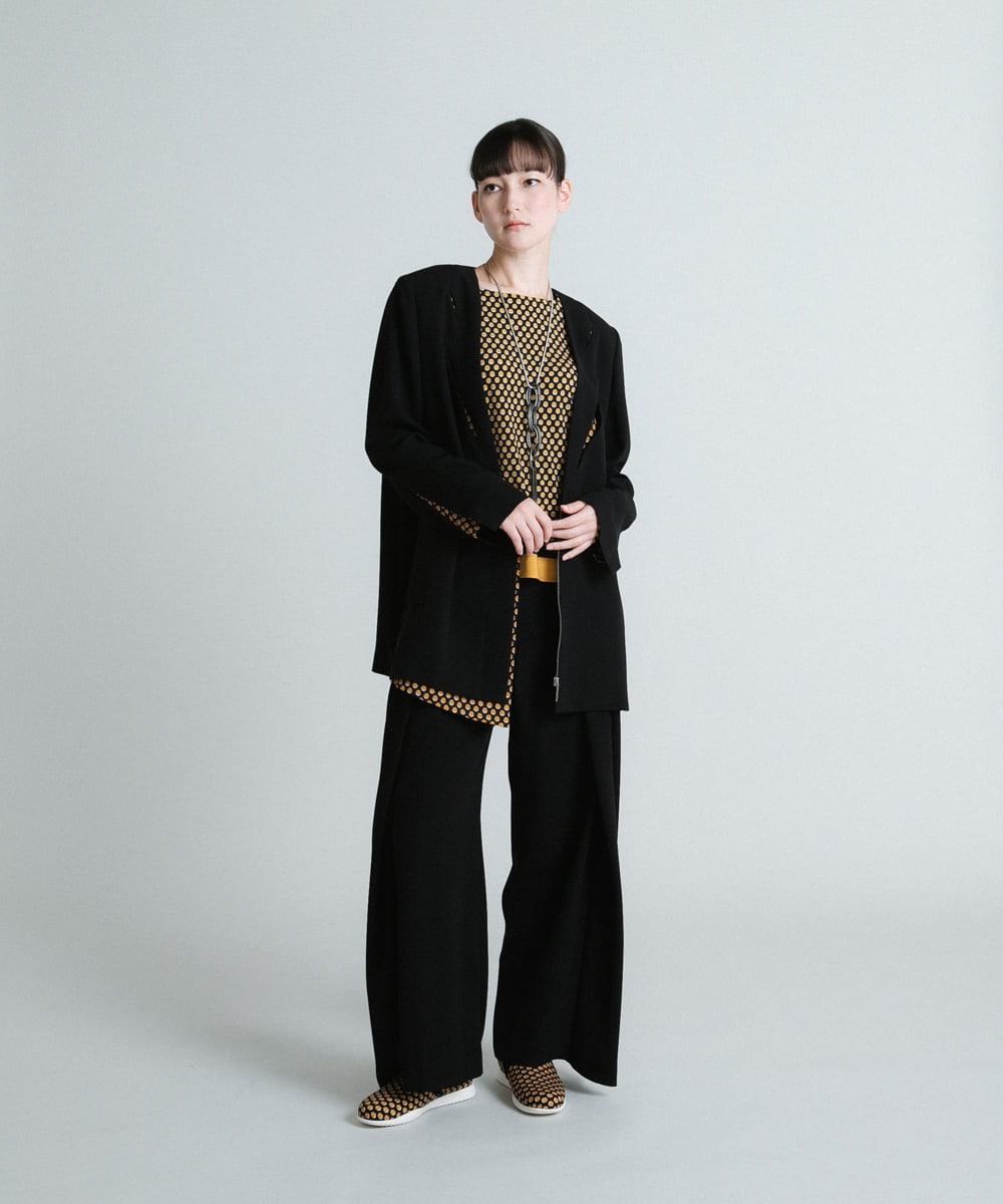 RHJXS21110 HIROKO KOSHINO(ヒロココシノ) 【日本製】トロンプルイユデザインジャケット ブラック