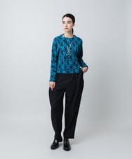RHKAD05490 HIROKO KOSHINO(ヒロココシノ) HKフラワーロゴジャカードニットプルオーバー/日本製 ブルー