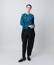RHKAD05490 HIROKO KOSHINO(ヒロココシノ) HKフラワーロゴジャカードニットプルオーバー/日本製 ブルー