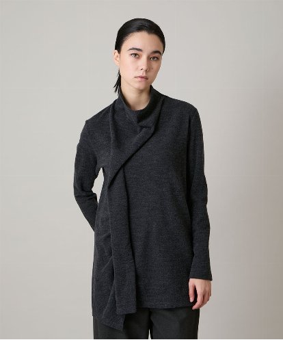 RHKAE11450 HIROKO KOSHINO アシンメトリードレープデザインチュニック /日本製