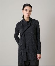 RHKAE11450 HIROKO KOSHINO(ヒロココシノ) アシンメトリードレープデザインチュニック /日本製 ダークグレー