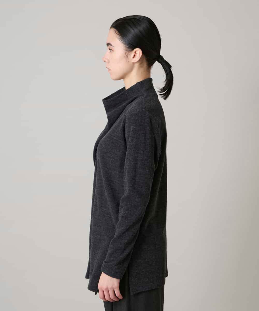 RHKAE11450 HIROKO KOSHINO(ヒロココシノ) アシンメトリードレープデザインチュニック /日本製 ダークグレー