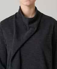 RHKAE11450 HIROKO KOSHINO(ヒロココシノ) アシンメトリードレープデザインチュニック /日本製 ダークグレー