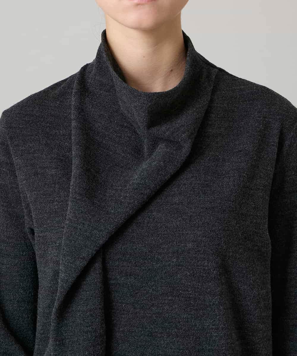 RHKAE11450 HIROKO KOSHINO(ヒロココシノ) アシンメトリードレープデザインチュニック /日本製 ダークグレー