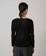 RHKAE13270 HIROKO KOSHINO(ヒロココシノ) フロッキーチュールギャザーポイントカットソー/日本製/洗える ブラック